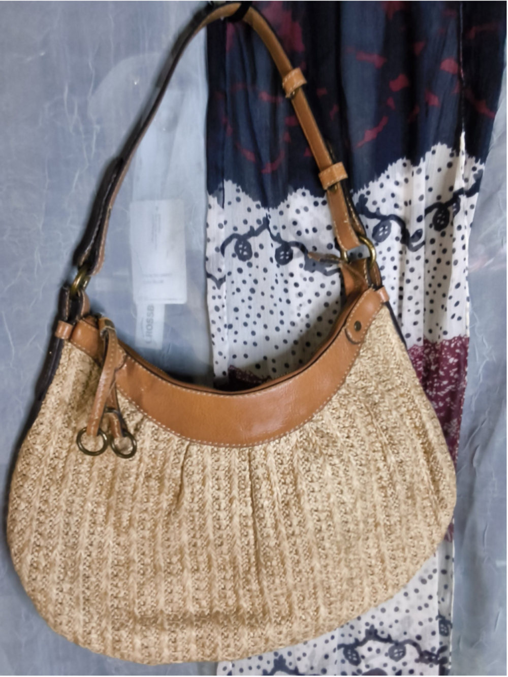 vintage Fossil shoulder bag woven rattan